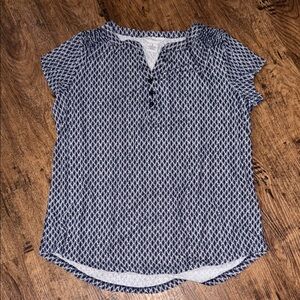 Liz Claiborne Blue and White Polo Blouse